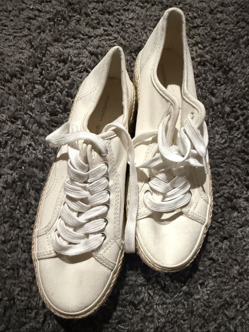 Madden Girl White Canvas Espadrille Lace-Up Sneakers